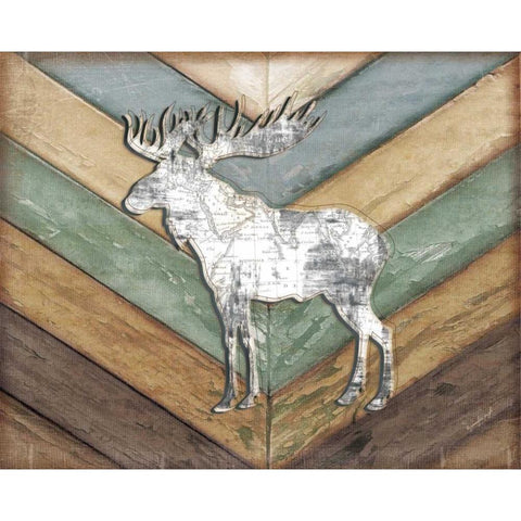 Lodge Moose Gold Ornate Wood Framed Art Print with Double Matting by Pugh, Jennifer