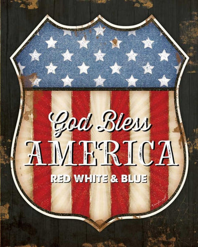 God Bless America White Modern Wood Framed Art Print with Double Matting by Pugh, Jennifer