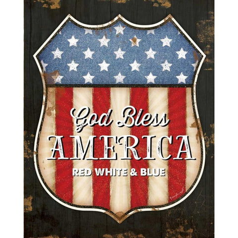 God Bless America Gold Ornate Wood Framed Art Print with Double Matting by Pugh, Jennifer