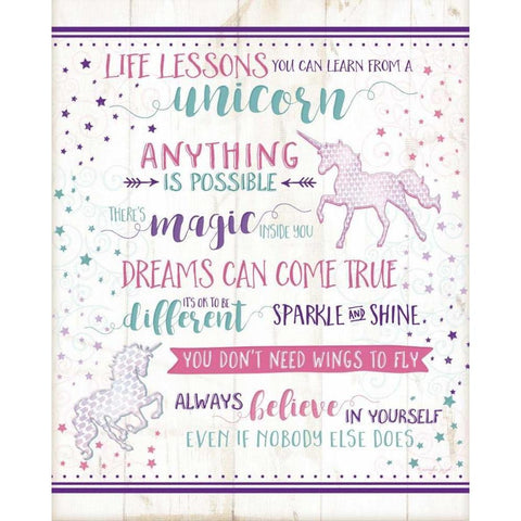 Life Lessons Unicorn Gold Ornate Wood Framed Art Print with Double Matting by Pugh, Jennifer