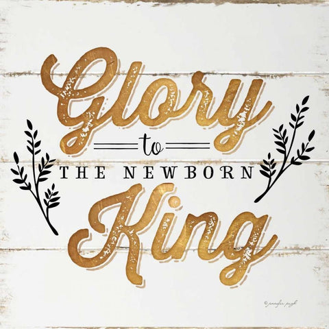 Glory to the Newborn King White Modern Wood Framed Art Print with Double Matting by Pugh, Jennifer