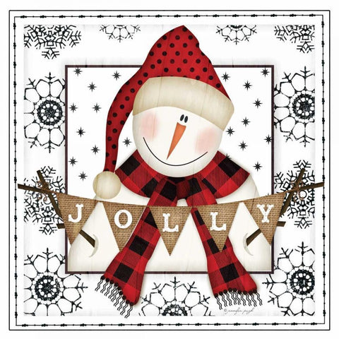 Snowman Snowflake White Modern Wood Framed Art Print by Pugh, Jennifer