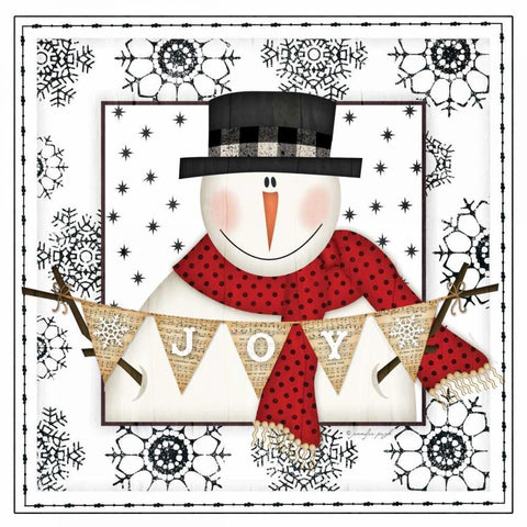 Snowman Snowflake IV White Modern Wood Framed Art Print by Pugh, Jennifer