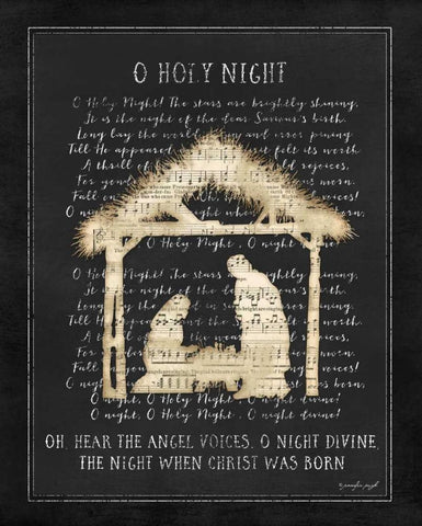 O Holy Night I Black Ornate Wood Framed Art Print with Double Matting by Pugh, Jennifer