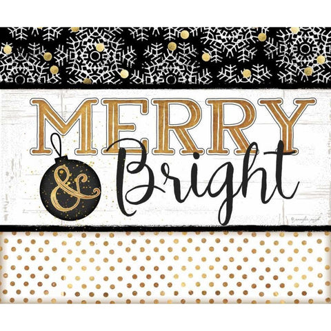 Merry and Bright Gold Ornate Wood Framed Art Print with Double Matting by Pugh, Jennifer