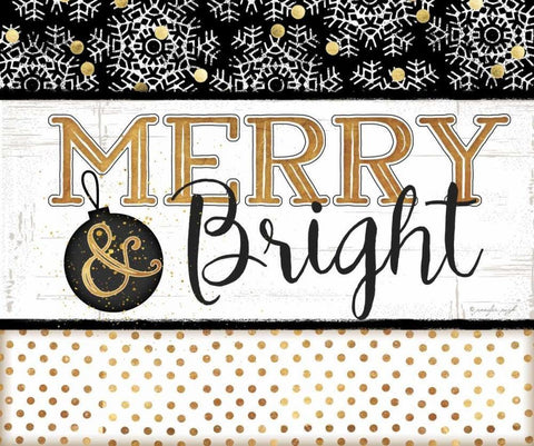 Merry and Bright Black Ornate Wood Framed Art Print with Double Matting by Pugh, Jennifer