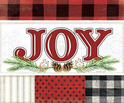 Joy Plaid Black Ornate Wood Framed Art Print with Double Matting by Pugh, Jennifer