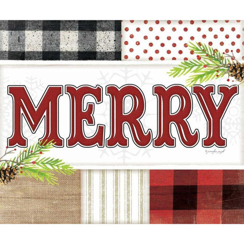 Merry Plaid White Modern Wood Framed Art Print by Pugh, Jennifer