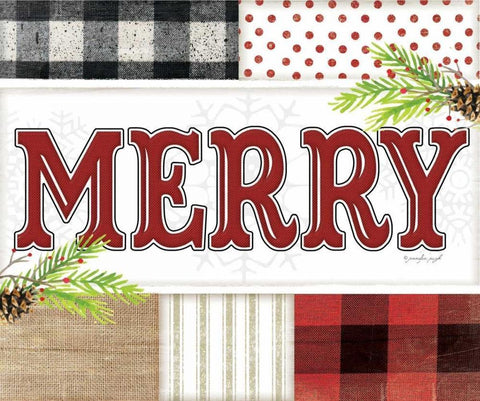 Merry Plaid Black Ornate Wood Framed Art Print with Double Matting by Pugh, Jennifer