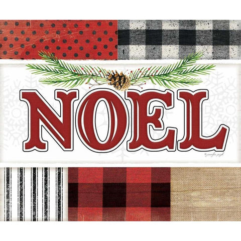 Noel Plaid Black Modern Wood Framed Art Print with Double Matting by Pugh, Jennifer