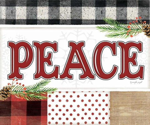 Peace Plaid Black Ornate Wood Framed Art Print with Double Matting by Pugh, Jennifer