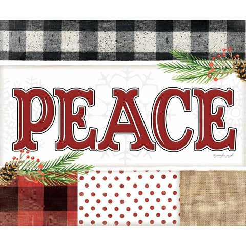 Peace Plaid Black Modern Wood Framed Art Print with Double Matting by Pugh, Jennifer