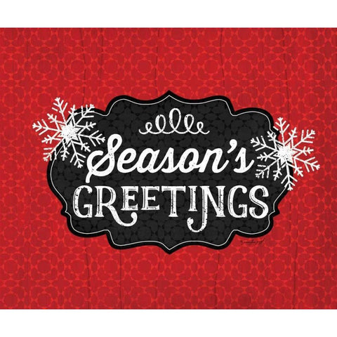 Seasons Greetings Black Modern Wood Framed Art Print with Double Matting by Pugh, Jennifer