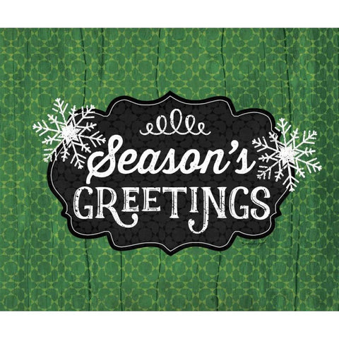 Seasons Greetings - Green White Modern Wood Framed Art Print by Pugh, Jennifer