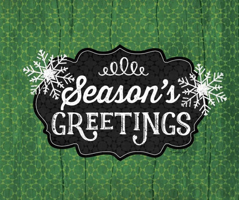 Seasons Greetings - Green White Modern Wood Framed Art Print with Double Matting by Pugh, Jennifer