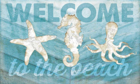 Coastal Welcome White Modern Wood Framed Art Print with Double Matting by Pugh, Jennifer