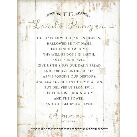 The Lords Prayer White Modern Wood Framed Art Print by Pugh, Jennifer