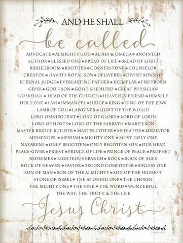 Names of Christ White Modern Wood Framed Art Print with Double Matting by Pugh, Jennifer