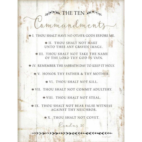 The Ten Commandments Black Modern Wood Framed Art Print with Double Matting by Pugh, Jennifer