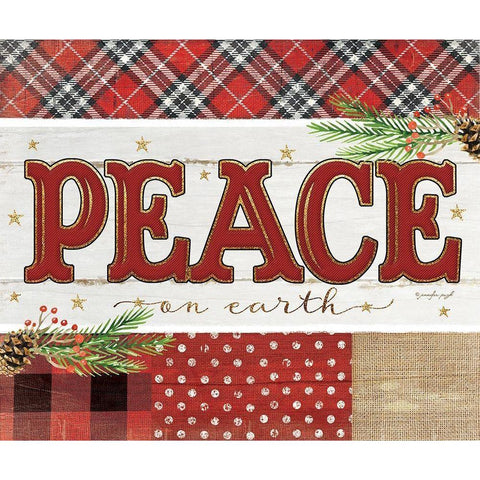 Peace Plaid White Modern Wood Framed Art Print by Pugh, Jennifer