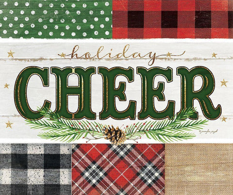 Cheer Plaid White Modern Wood Framed Art Print with Double Matting by Pugh, Jennifer