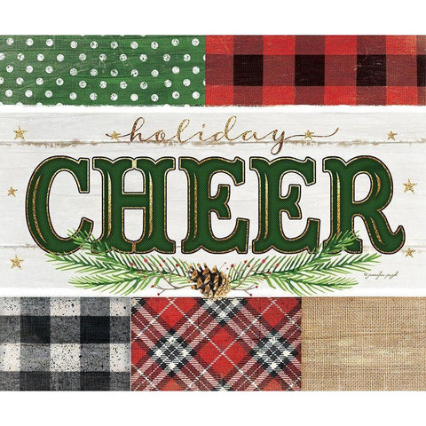 Cheer Plaid Gold Ornate Wood Framed Art Print with Double Matting by Pugh, Jennifer