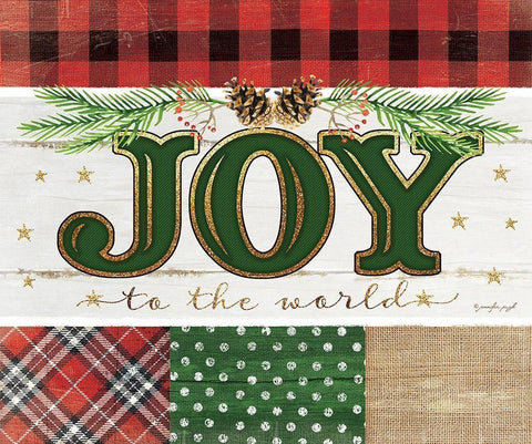 Joy Plaid Black Ornate Wood Framed Art Print with Double Matting by Pugh, Jennifer