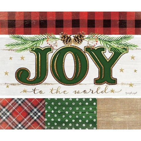 Joy Plaid Black Modern Wood Framed Art Print with Double Matting by Pugh, Jennifer