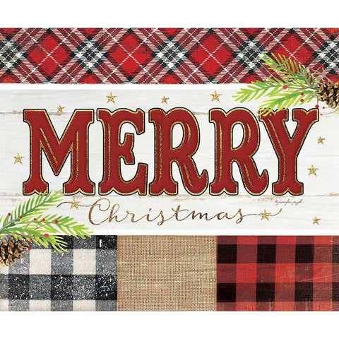 Merry Plaid Gold Ornate Wood Framed Art Print with Double Matting by Pugh, Jennifer