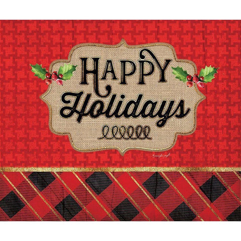 Happy Holidays Black Modern Wood Framed Art Print with Double Matting by Pugh, Jennifer