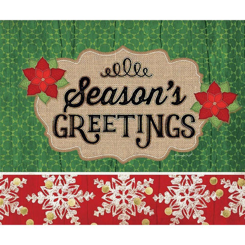 Seasons Greetings Black Modern Wood Framed Art Print with Double Matting by Pugh, Jennifer