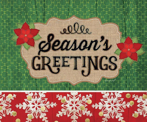 Seasons Greetings Black Ornate Wood Framed Art Print with Double Matting by Pugh, Jennifer