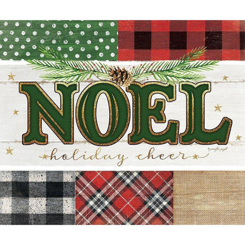 Noel Plaid Black Modern Wood Framed Art Print with Double Matting by Pugh, Jennifer