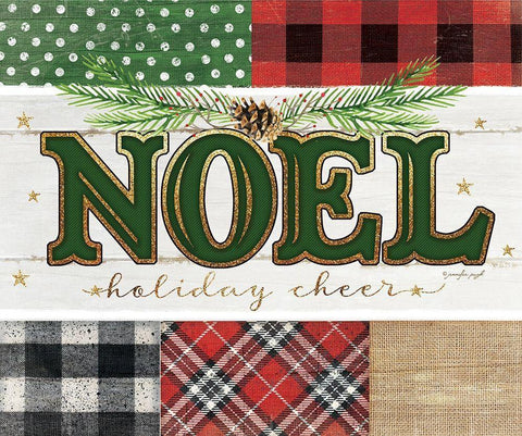 Noel Plaid White Modern Wood Framed Art Print with Double Matting by Pugh, Jennifer