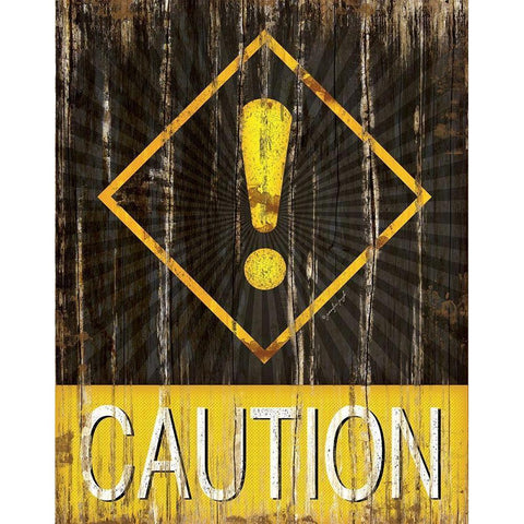 Caution Gold Ornate Wood Framed Art Print with Double Matting by Pugh, Jennifer