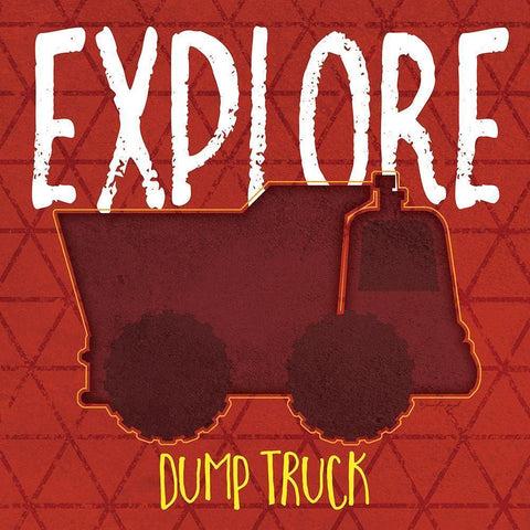 Dump Truck Explore Black Modern Wood Framed Art Print with Double Matting by Pugh, Jennifer