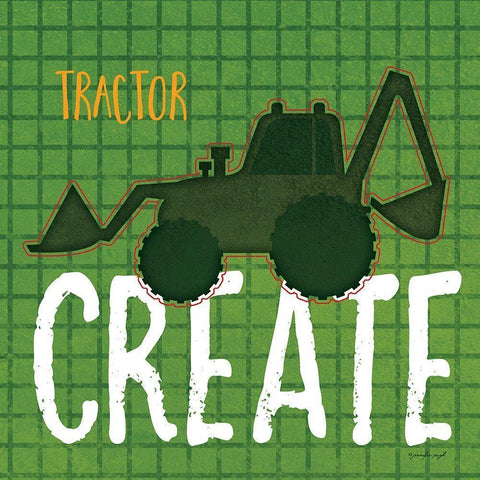 Tractor Create Black Modern Wood Framed Art Print with Double Matting by Pugh, Jennifer