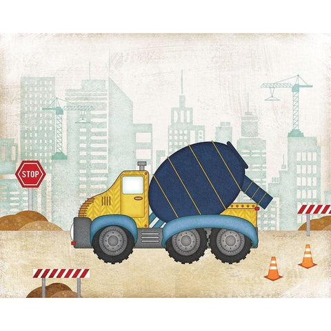 Cement Truck Black Modern Wood Framed Art Print with Double Matting by Pugh, Jennifer