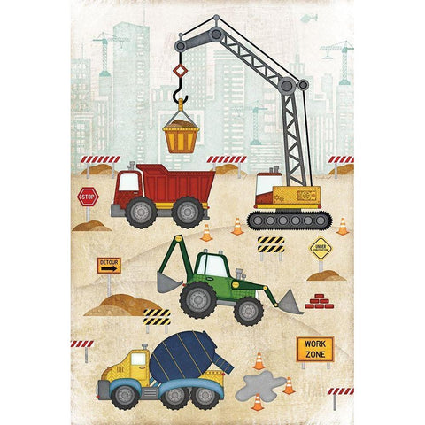 Construction Site Gold Ornate Wood Framed Art Print with Double Matting by Pugh, Jennifer