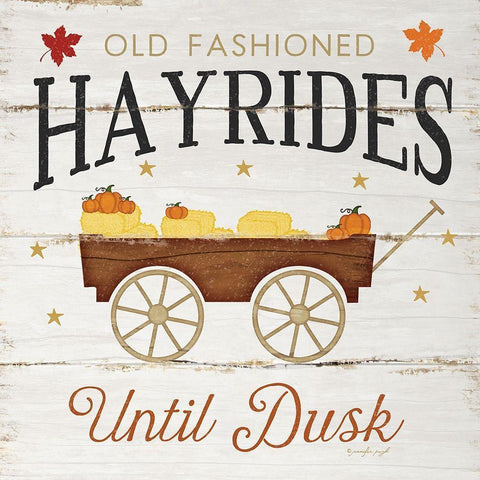 Hayrides White Modern Wood Framed Art Print with Double Matting by Pugh, Jennifer