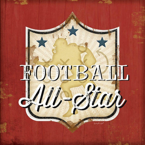 Football III Black Ornate Wood Framed Art Print with Double Matting by Pugh, Jennifer