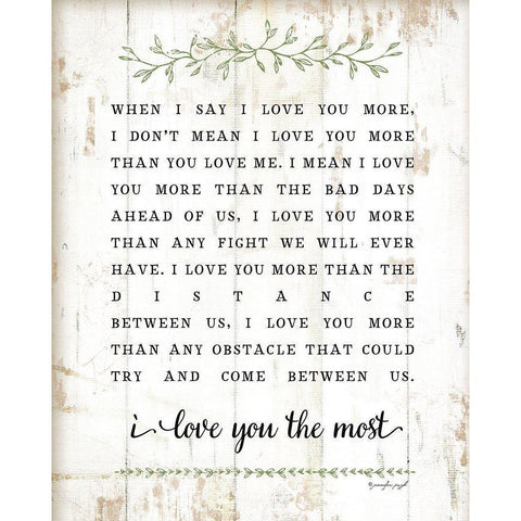 I Love You More Black Modern Wood Framed Art Print with Double Matting by Pugh, Jennifer