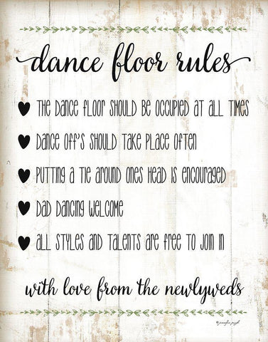 Dance Floor Rules White Modern Wood Framed Art Print with Double Matting by Pugh, Jennifer