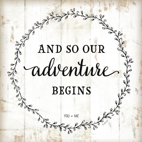 And So Our Adventure Begins White Modern Wood Framed Art Print by Pugh, Jennifer