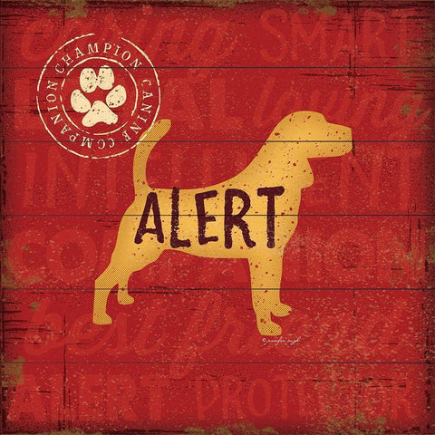 Alert Dog White Modern Wood Framed Art Print by Pugh, Jennifer