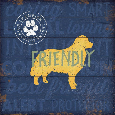 Friendly Dog White Modern Wood Framed Art Print by Pugh, Jennifer