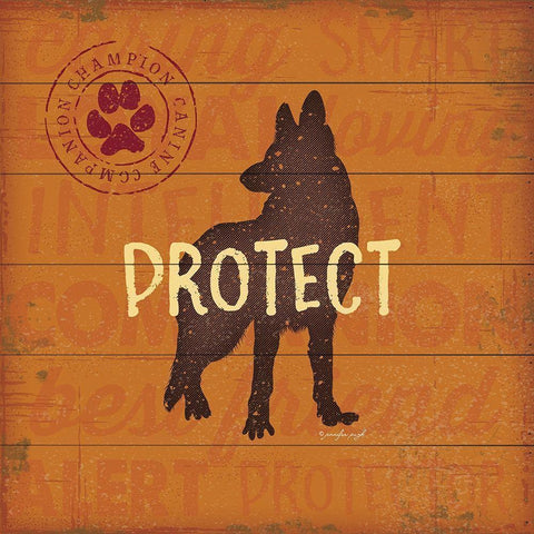 Protect Dog Black Modern Wood Framed Art Print by Pugh, Jennifer