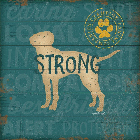 Strong Dog Gold Ornate Wood Framed Art Print with Double Matting by Pugh, Jennifer