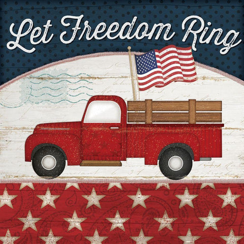 Let Freedom Ring Black Modern Wood Framed Art Print with Double Matting by Pugh, Jennifer