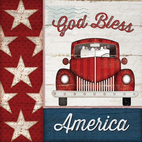 God Bless America White Modern Wood Framed Art Print with Double Matting by Pugh, Jennifer